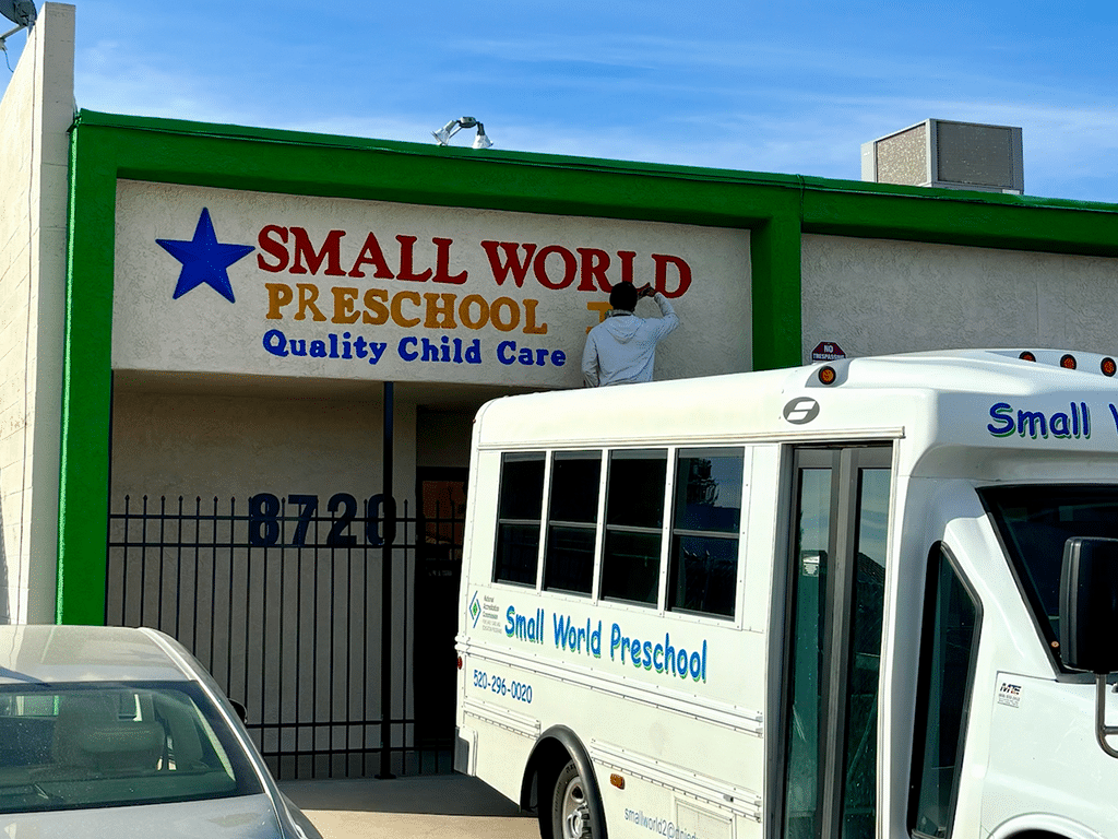 Exterior painting of Tucson preschool with vibrant, protective paint.